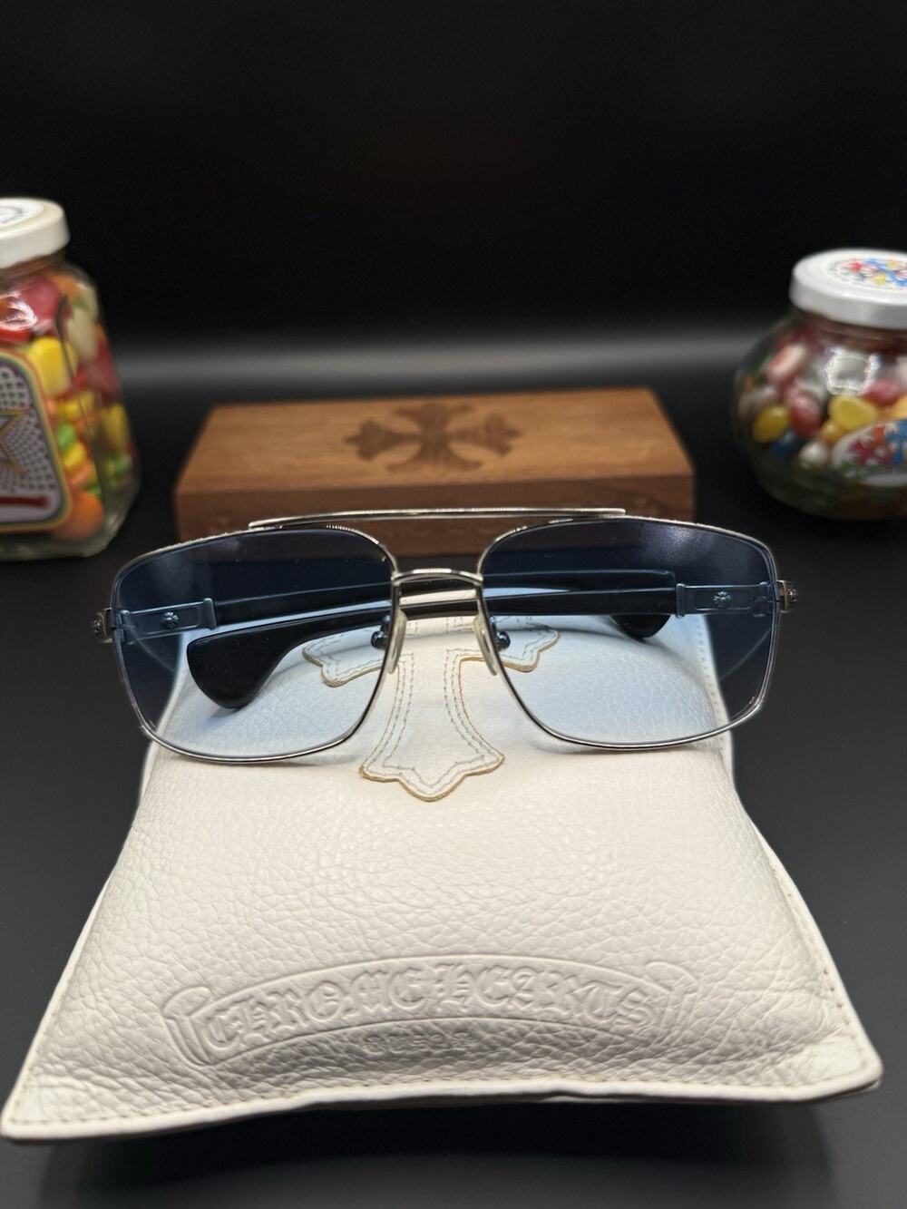 Chrome Hearts The Beast III Blue Gradient Sunglasses Silver Black